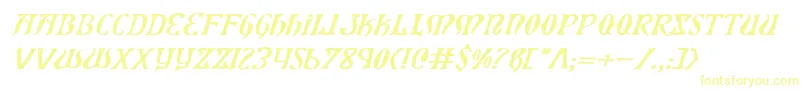 XiphosExpandedItalic Font – Yellow Fonts on White Background