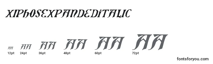 Размеры шрифта XiphosExpandedItalic