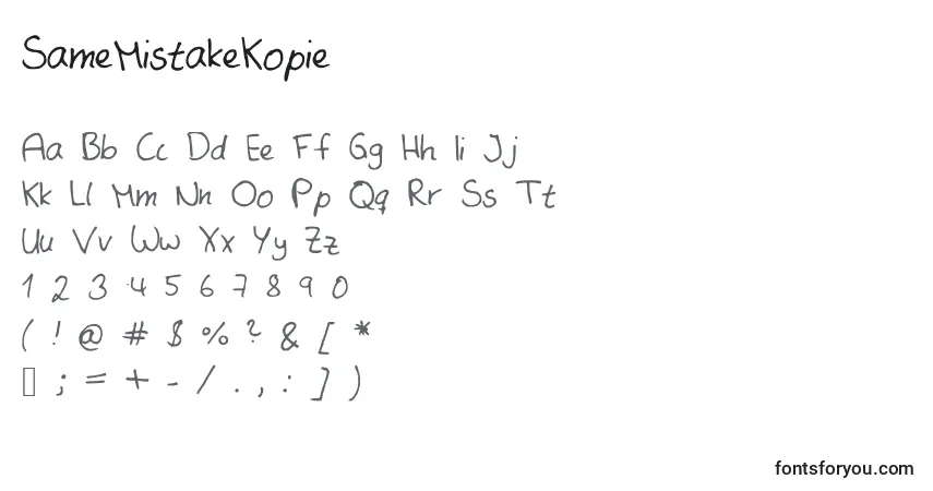 A fonte SameMistakeKopie – alfabeto, números, caracteres especiais