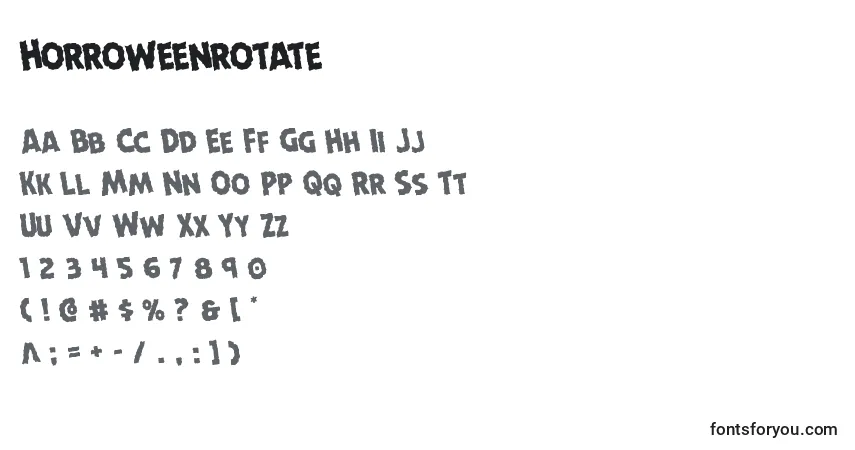 A fonte Horroweenrotate – alfabeto, números, caracteres especiais