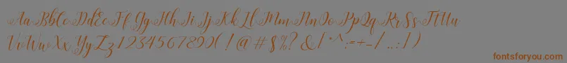 Шрифт HisteriaScriptDemo – коричневые шрифты на сером фоне
