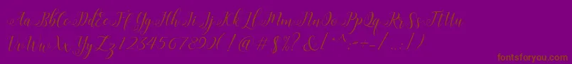HisteriaScriptDemo-Schriftart – Braune Schriften auf violettem Hintergrund