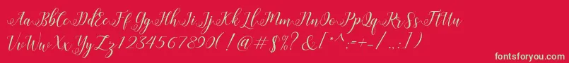 HisteriaScriptDemo Font – Green Fonts on Red Background