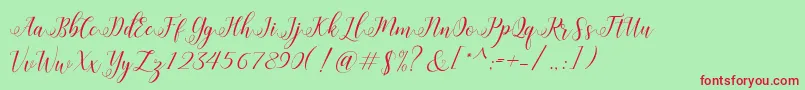 HisteriaScriptDemo Font – Red Fonts on Green Background