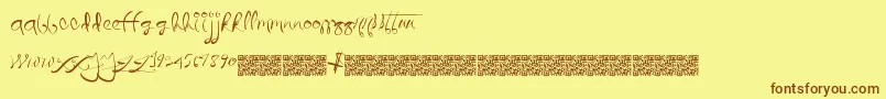 Quicklywrite Font – Brown Fonts on Yellow Background