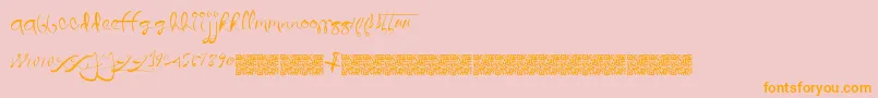 Quicklywrite-Schriftart – Orangefarbene Schriften auf rosa Hintergrund