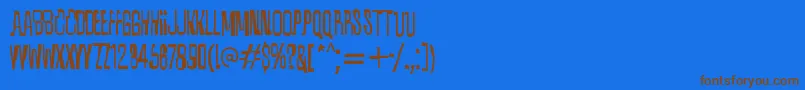 フォントQuixotic – 茶色の文字が青い背景にあります。