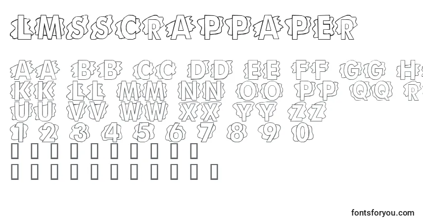 Czcionka LmsScrapPaper – alfabet, cyfry, specjalne znaki