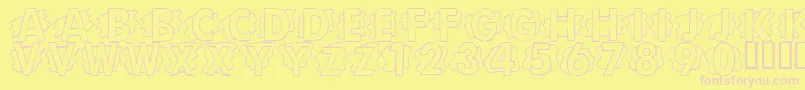 フォントLmsScrapPaper – ピンクのフォント、黄色の背景