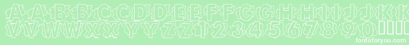 LmsScrapPaper-fontti – valkoiset fontit vihreällä taustalla