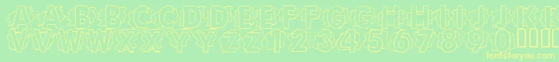 LmsScrapPaper-fontti – keltaiset fontit vihreällä taustalla