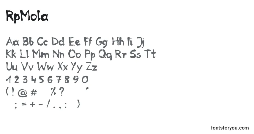 Schriftart RpMola – Alphabet, Zahlen, spezielle Symbole