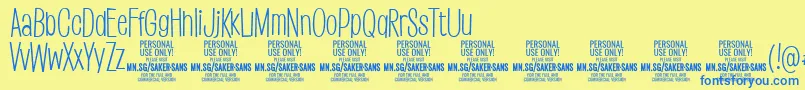 SakersanslightPersonalUse Font – Blue Fonts on Yellow Background