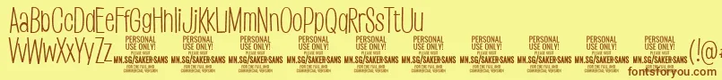 SakersanslightPersonalUse Font – Brown Fonts on Yellow Background