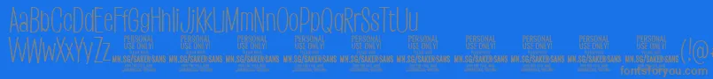フォントSakersanslightPersonalUse – 青い背景に灰色の文字
