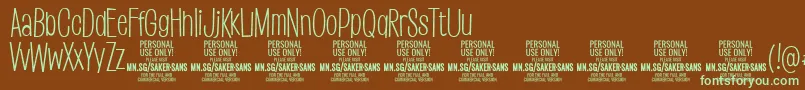 SakersanslightPersonalUse Font – Green Fonts on Brown Background