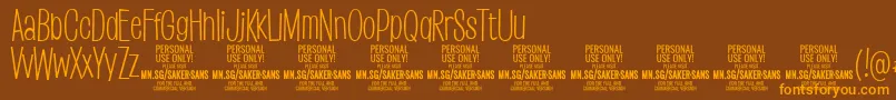 SakersanslightPersonalUse Font – Orange Fonts on Brown Background