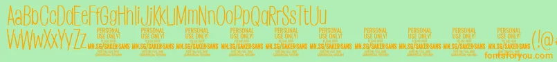 SakersanslightPersonalUse Font – Orange Fonts on Green Background