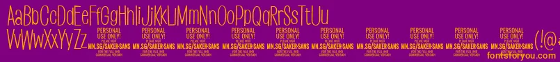 SakersanslightPersonalUse Font – Orange Fonts on Purple Background