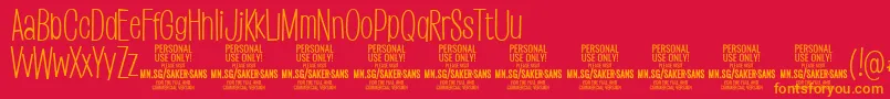 SakersanslightPersonalUse Font – Orange Fonts on Red Background