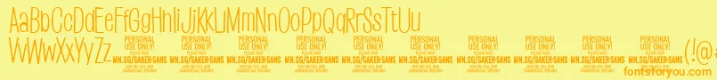 SakersanslightPersonalUse Font – Orange Fonts on Yellow Background