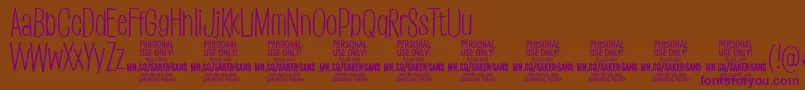 SakersanslightPersonalUse Font – Purple Fonts on Brown Background