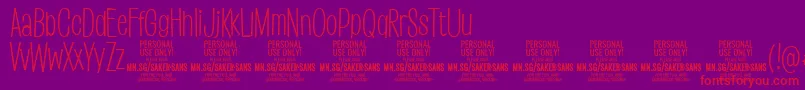 SakersanslightPersonalUse Font – Red Fonts on Purple Background