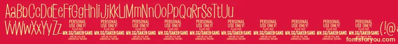 SakersanslightPersonalUse-Schriftart – Gelbe Schriften auf rotem Hintergrund