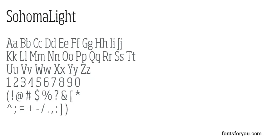 Fuente SohomaLight - alfabeto, números, caracteres especiales