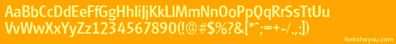 GlasgowserialMediumRegular-Schriftart – Gelbe Schriften auf orangefarbenem Hintergrund