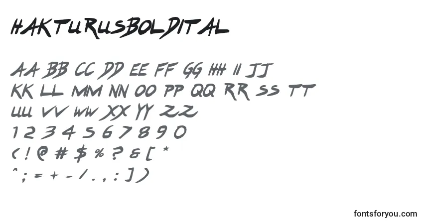 Czcionka Hakturusboldital – alfabet, cyfry, specjalne znaki