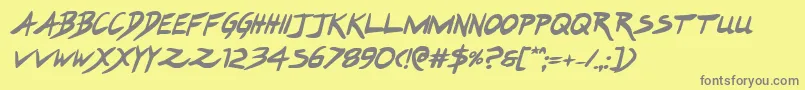 Hakturusboldital-Schriftart – Graue Schriften auf gelbem Hintergrund