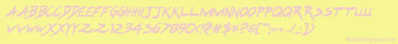 フォントHakturusboldital – ピンクのフォント、黄色の背景