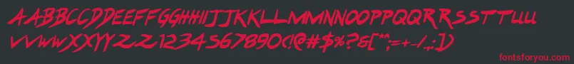 フォントHakturusboldital – 黒い背景に赤い文字