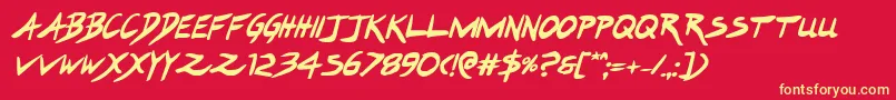 Czcionka Hakturusboldital – żółte czcionki na czerwonym tle