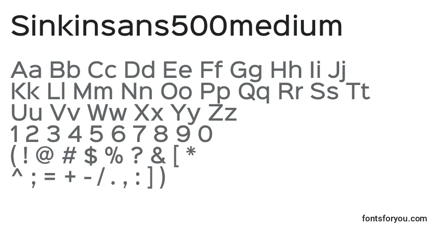 A fonte Sinkinsans500medium (101859) – alfabeto, números, caracteres especiais