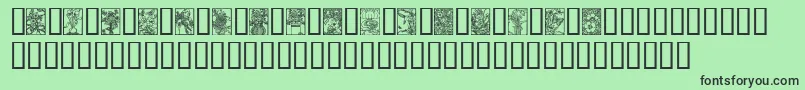 Шрифт ArtNouveauFlowers – чёрные шрифты на зелёном фоне