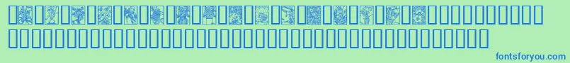 Шрифт ArtNouveauFlowers – синие шрифты на зелёном фоне