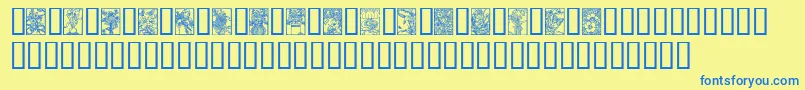 ArtNouveauFlowers Font – Blue Fonts on Yellow Background