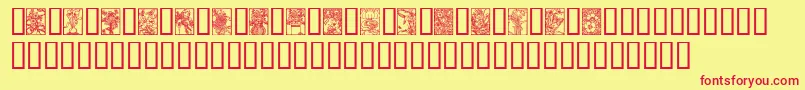 ArtNouveauFlowersフォントについての詳細 フォントArtNouveauFlowers – 赤い文字の黄色い背景