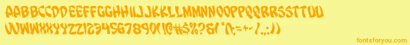 Fonte Eggrollrotate – fontes laranjas em um fundo amarelo