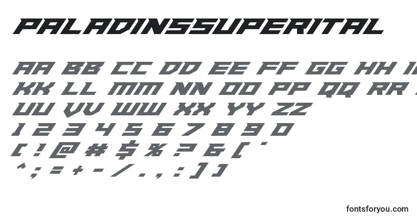 Шрифт Paladinssuperital – алфавит, цифры, специальные символы