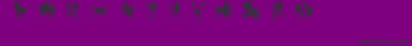 Slzodiacstencils-fontti – mustat fontit violetilla taustalla