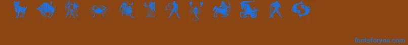Weitere Informationen zur Slzodiacstencils-Schriftart Slzodiacstencils-Schriftart – Blaue Schriften auf braunem Hintergrund