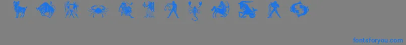 フォントSlzodiacstencils – 灰色の背景に青い文字