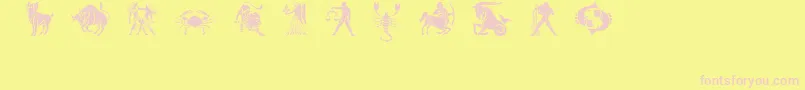 Slzodiacstencils-fontti – vaaleanpunaiset fontit keltaisella taustalla