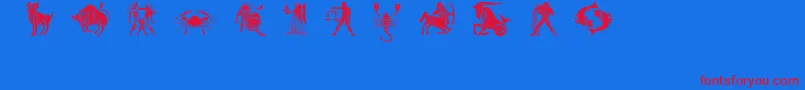 フォントSlzodiacstencils – 赤い文字の青い背景