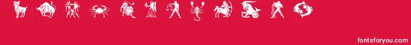 Czcionka Slzodiacstencils – białe czcionki na czerwonym tle