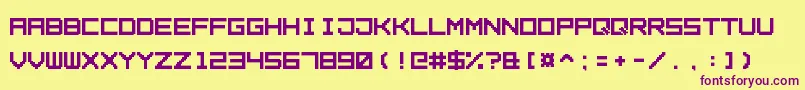 Czcionka SquarePixel7 – fioletowe czcionki na żółtym tle