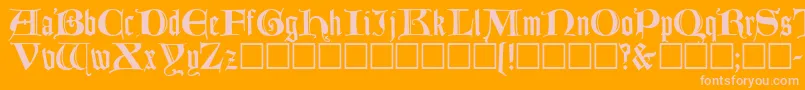 LombardicRegular-fontti – vaaleanpunaiset fontit oranssilla taustalla